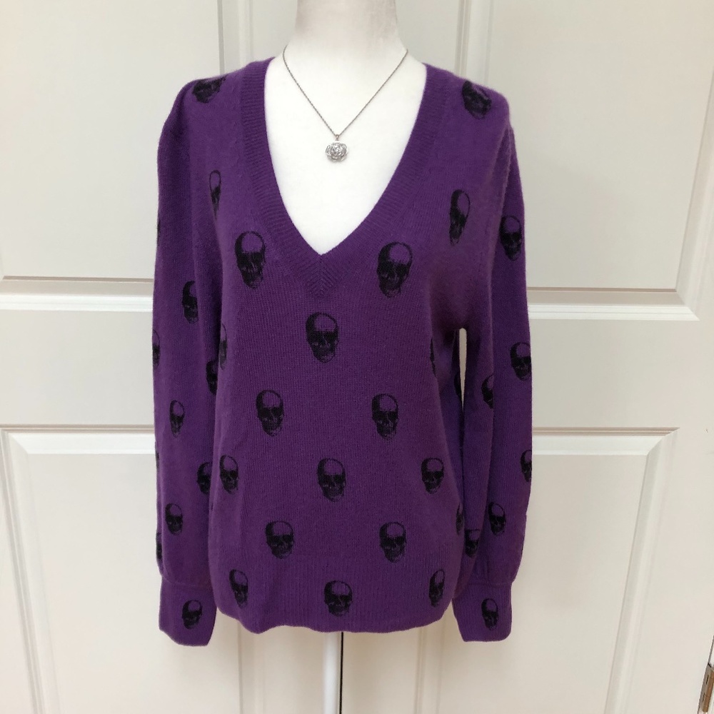 360 Cashmere Skull Print Cashmere Sweater